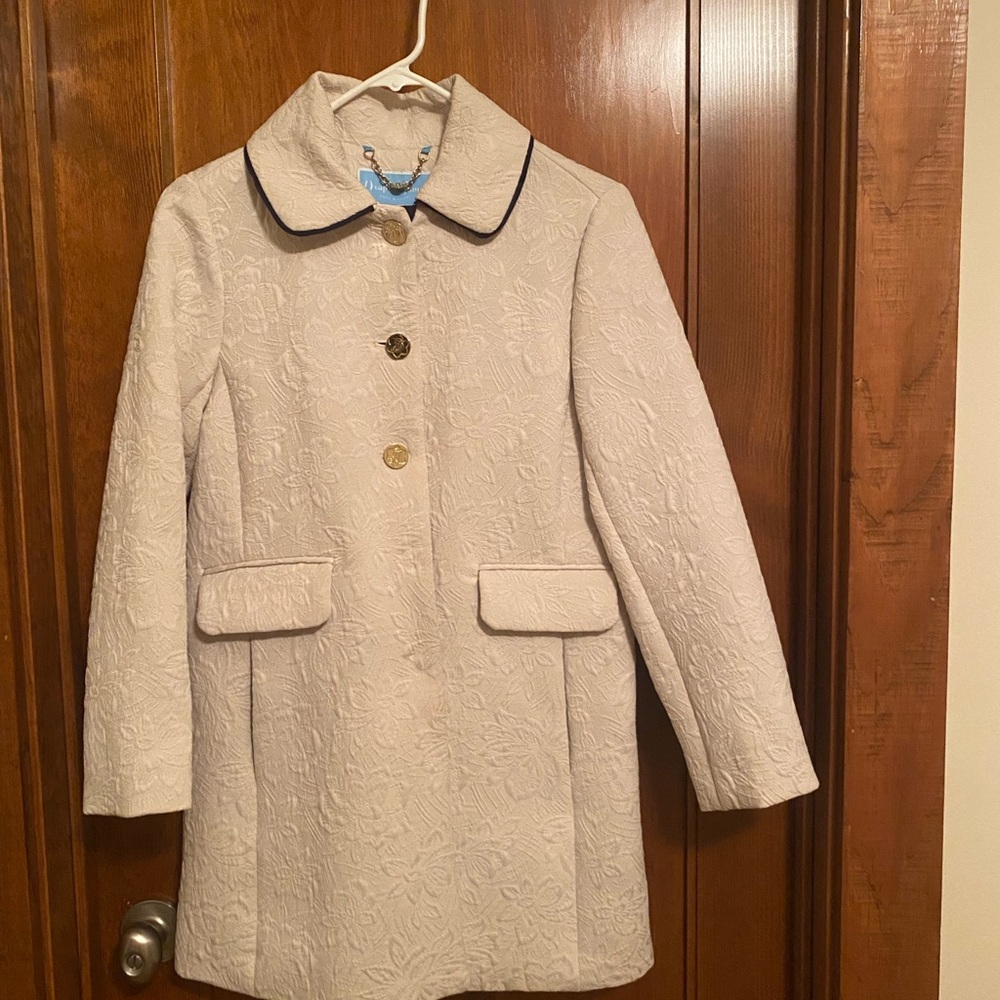 Draper James Cream Textured Trench Coat